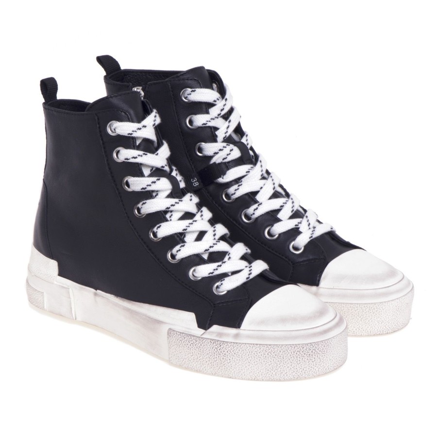 Donna Ash Sneakers | Sneaker Alta Ash In Pelle Nero