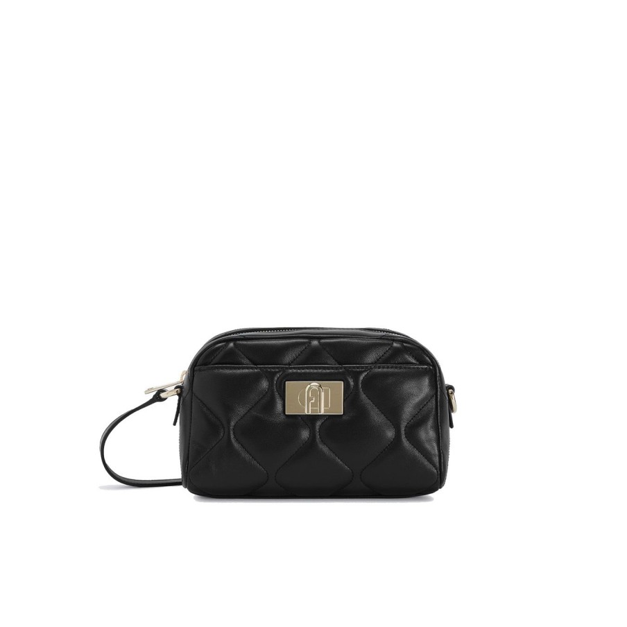 Donna Furla Tracolle | Mini Borsa A Tracolla Furla 1927 In Pelle Matelasse Nero