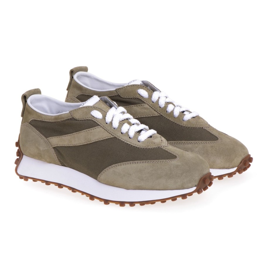 Uomo Doucal's Sneakers | Sneaker Doucal'S Arrow In Camoscio E Canvas Salvia