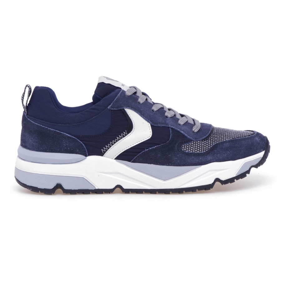 Uomo Voile Blanche Sneakers | Sneaker Voile Blanche Jhimmy 2 In Camoscio E Tessuto Black - Navy