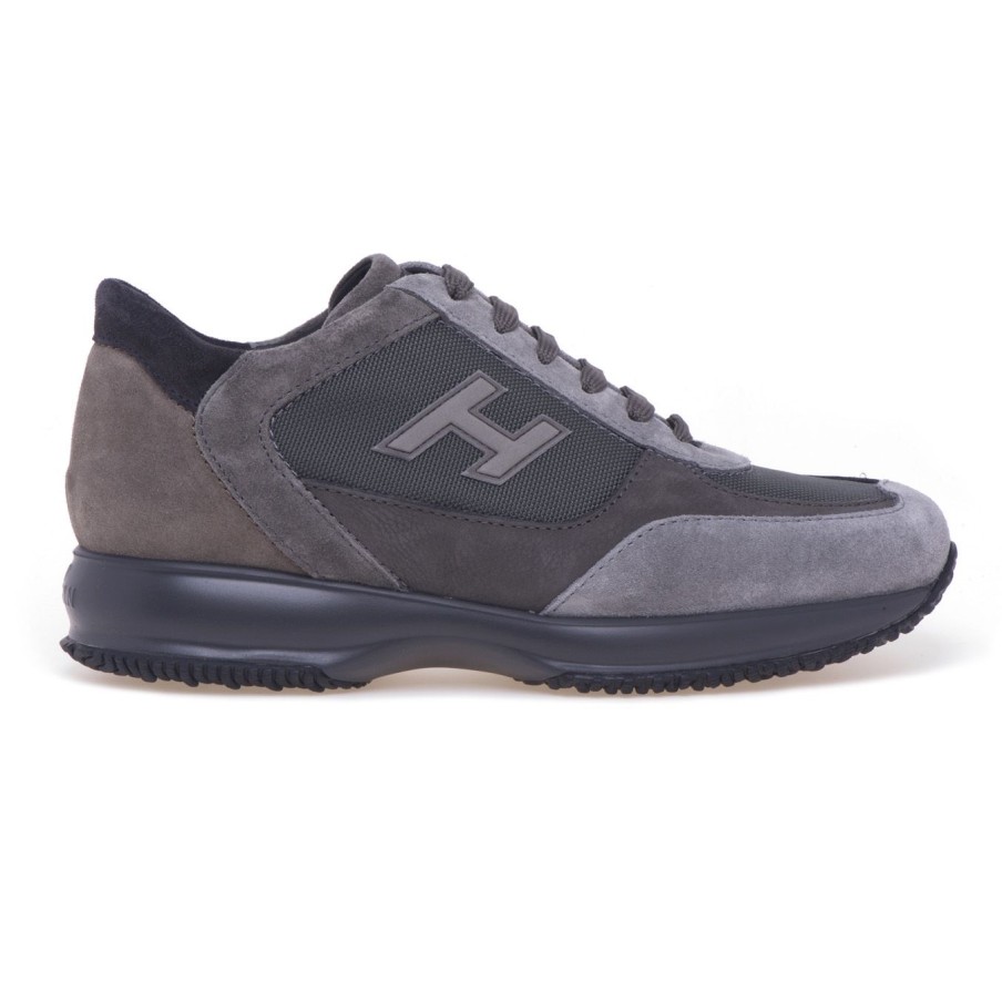 Uomo Hogan Sneakers | Sneaker Hogan Interactive In Camoscio E Tessutogrigio