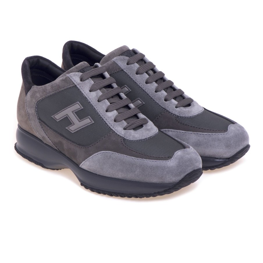 Uomo Hogan Sneakers | Sneaker Hogan Interactive In Camoscio E Tessutogrigio