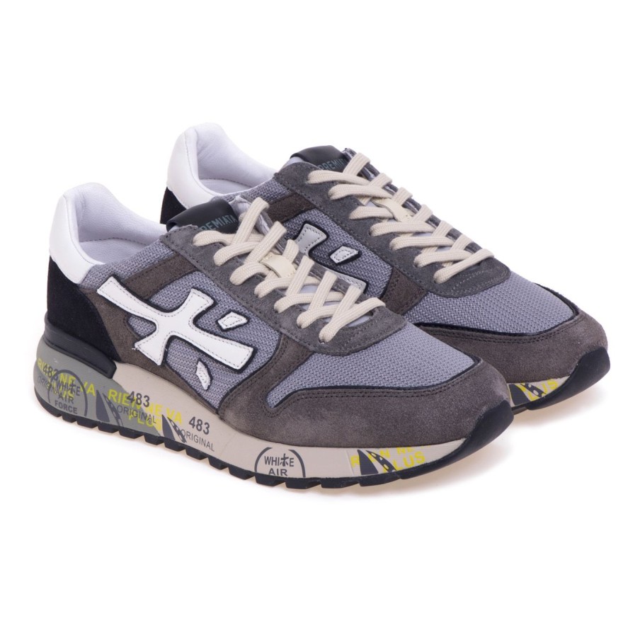 Uomo Premiata Sneakers | Sneaker Premiata Mick In Camoscio E Tessuto Grigio