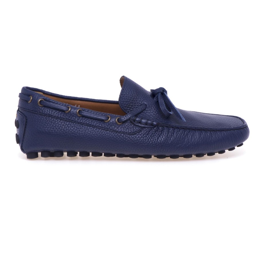 Uomo Doucal's Mocassini | Mocassino Doucal'S In Pelle Martellata Blu