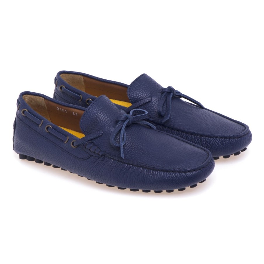 Uomo Doucal's Mocassini | Mocassino Doucal'S In Pelle Martellata Blu