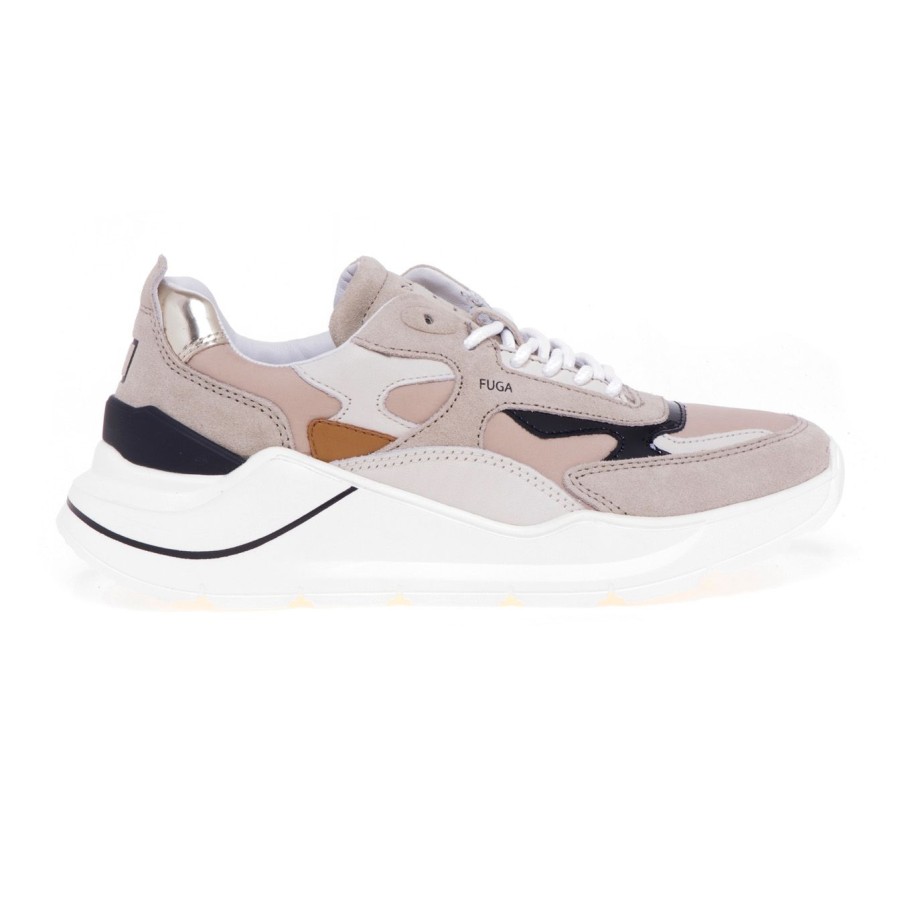 Donna D.a.t.e. Sneakers | Sneaker D.A.T.E. Fuga In Camoscio E Tessutobeige