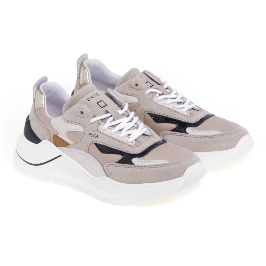 Donna D.a.t.e. Sneakers | Sneaker D.A.T.E. Fuga In Camoscio E Tessutobeige