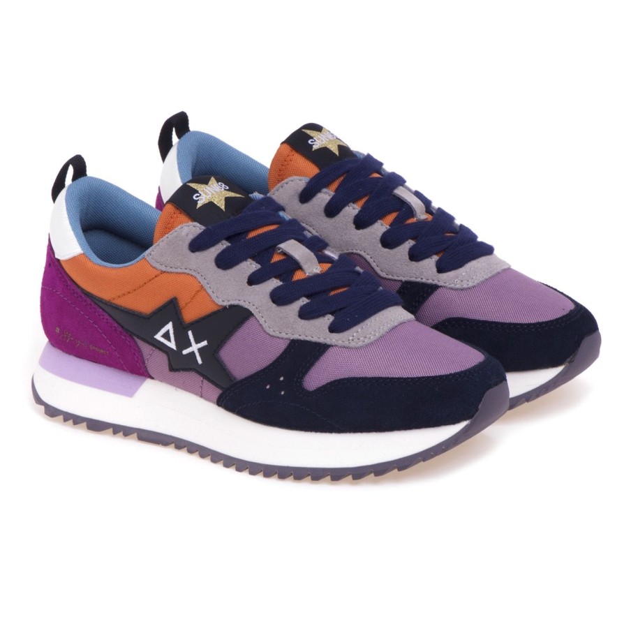 Donna Sun 68 Sneakers | Sneaker Sun68 Stargirl Multicolor In Camoscio E Tessuto Malva - Carota