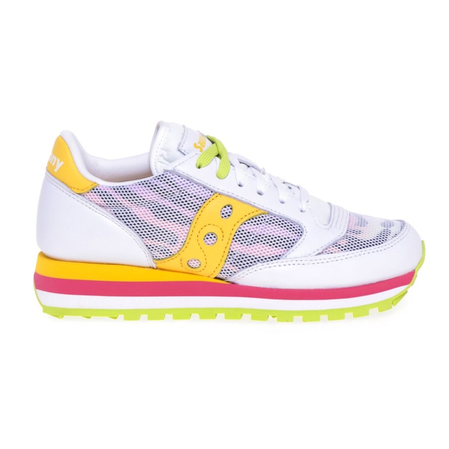 Donna Saucony Sneakers | Sneaker Saucony Jazz Triple React Zebra In Pelle E Tessuto Bianco