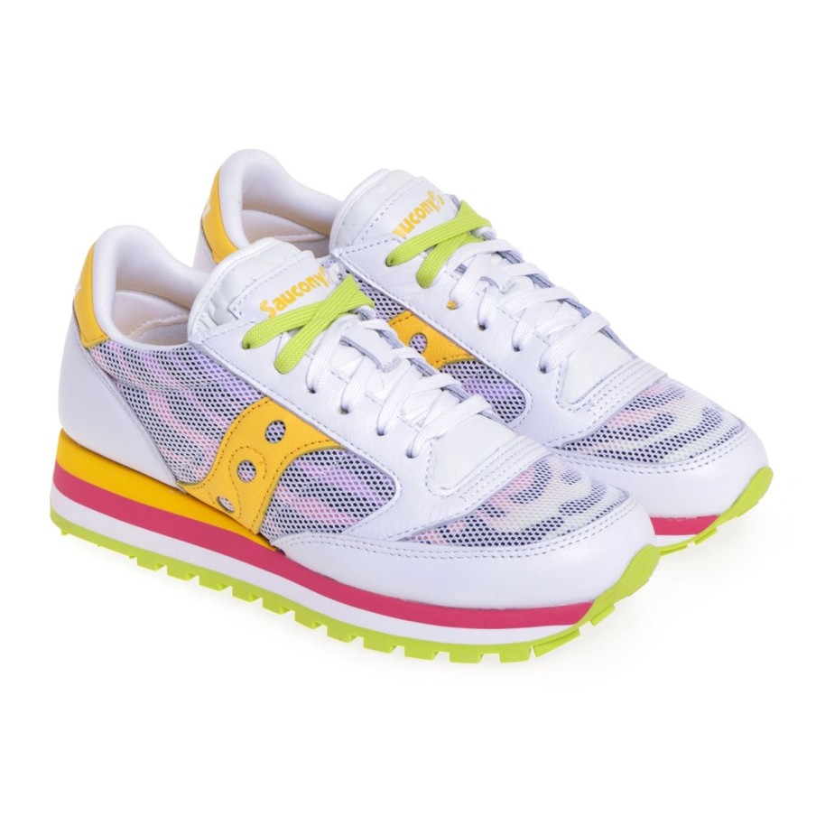 Donna Saucony Sneakers | Sneaker Saucony Jazz Triple React Zebra In Pelle E Tessuto Bianco