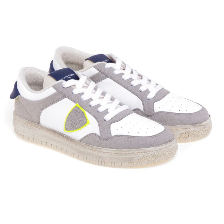 Uomo Philippe Model Sneakers | Sneaker Philippe Model Lyon In Tessuto Vegan Bianco - Beige