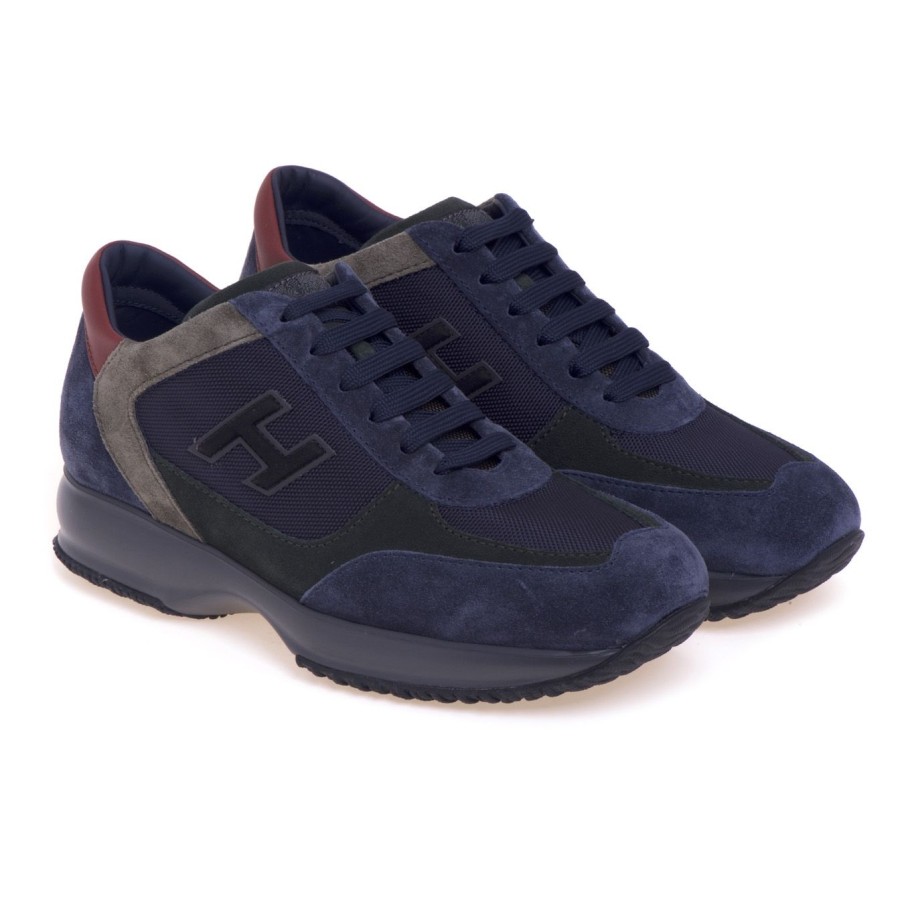 Uomo Hogan Sneakers | Sneaker Hogan Interactive In Camoscio E Tessutoblu