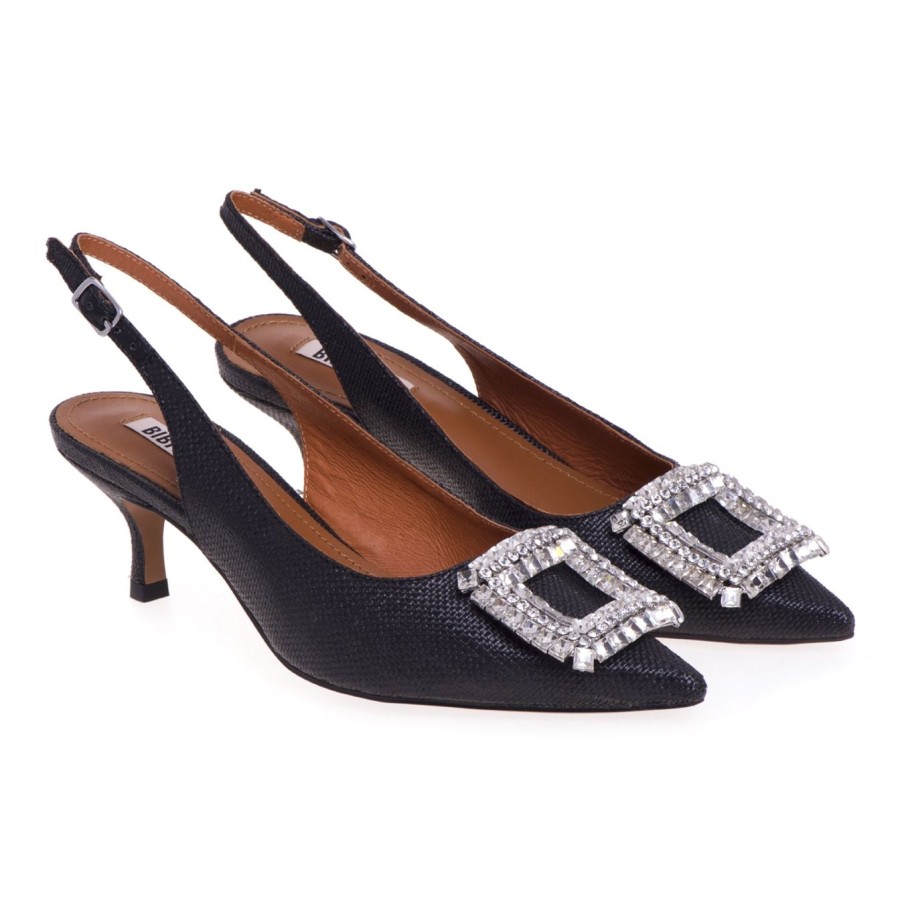 Donna Bibi Lou Decollete' | Decollete Bibi Lou In Tessuto Con Accessorio Strass Nero