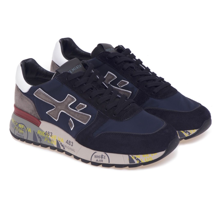 Uomo Premiata Sneakers | Sneaker Premiata Mick In Camoscio E Tessuto Blu