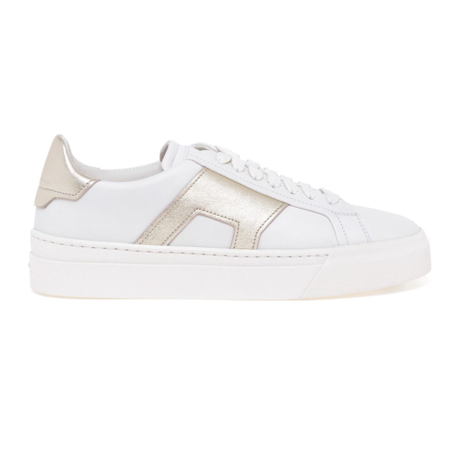 Donna Santoni Sneakers | Sneaker Santoni Dbs In Pellebianco- Platino