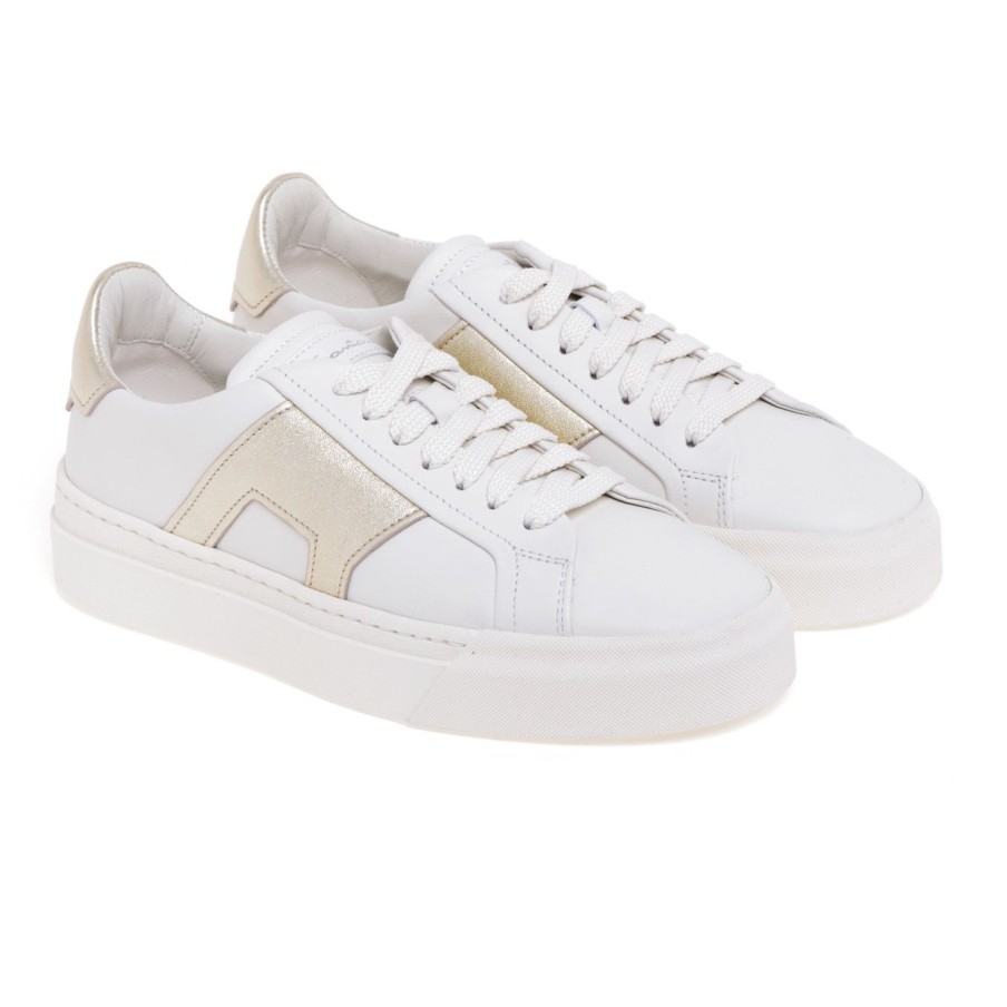 Donna Santoni Sneakers | Sneaker Santoni Dbs In Pellebianco- Platino