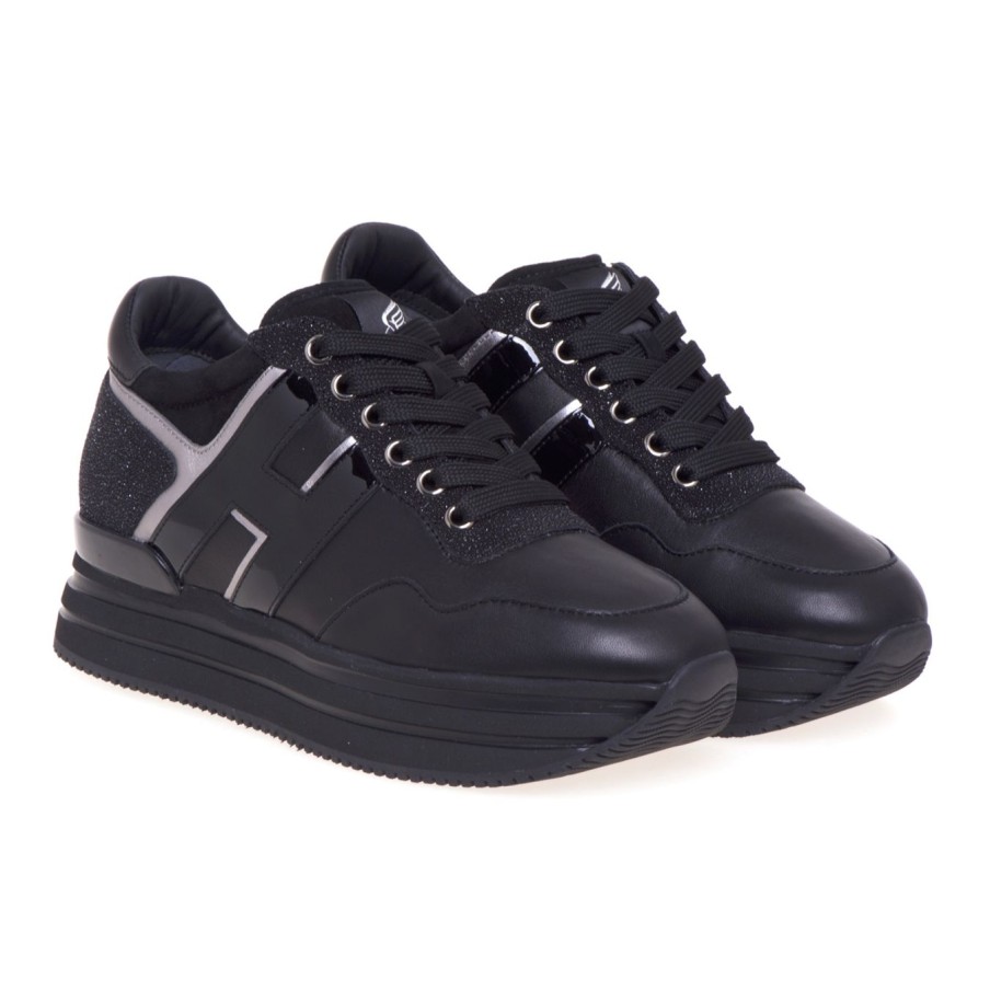 Donna Hogan Sneakers | Sneaker Hogan Midi Platform In Pelle Nero