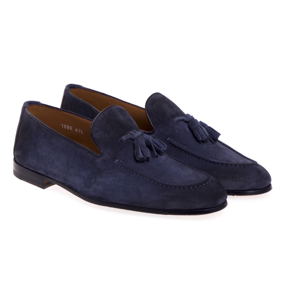 Uomo Doucal's Mocassini | Mocassino Doucal'S In Camoscio Con Nappine Blu