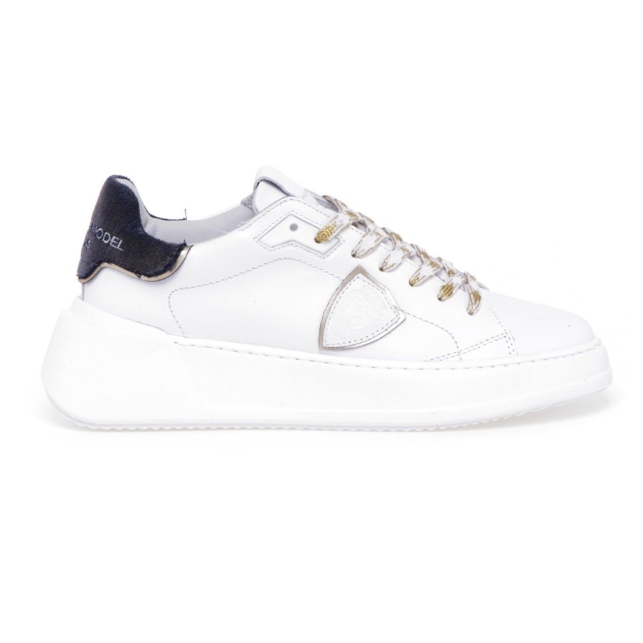 Donna Philippe Model Sneakers | Sneaker Philippe Model Temple Tres In Pelle Bianco