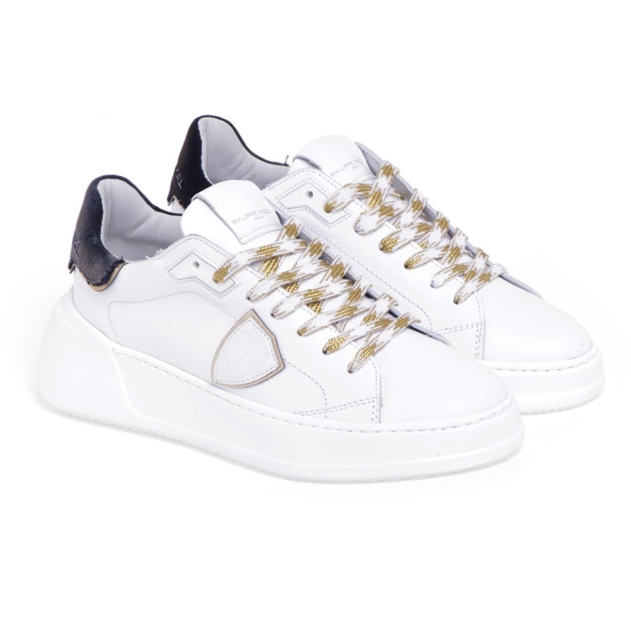 Donna Philippe Model Sneakers | Sneaker Philippe Model Temple Tres In Pelle Bianco