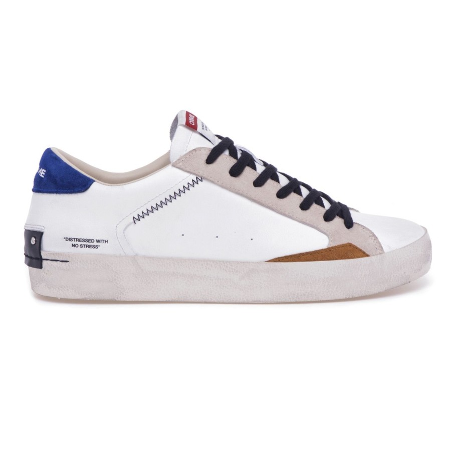 Uomo Crime London Sneakers | Sneaker Crime London "Distressed" In Pellebianco