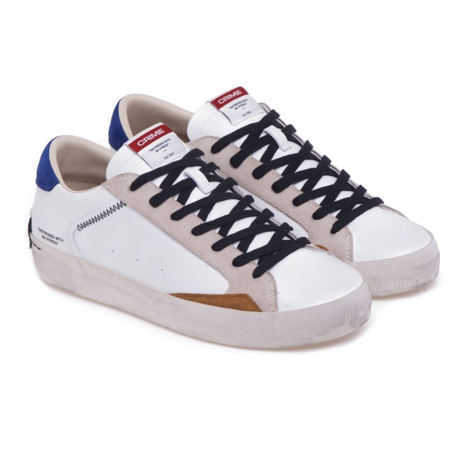 Uomo Crime London Sneakers | Sneaker Crime London "Distressed" In Pellebianco