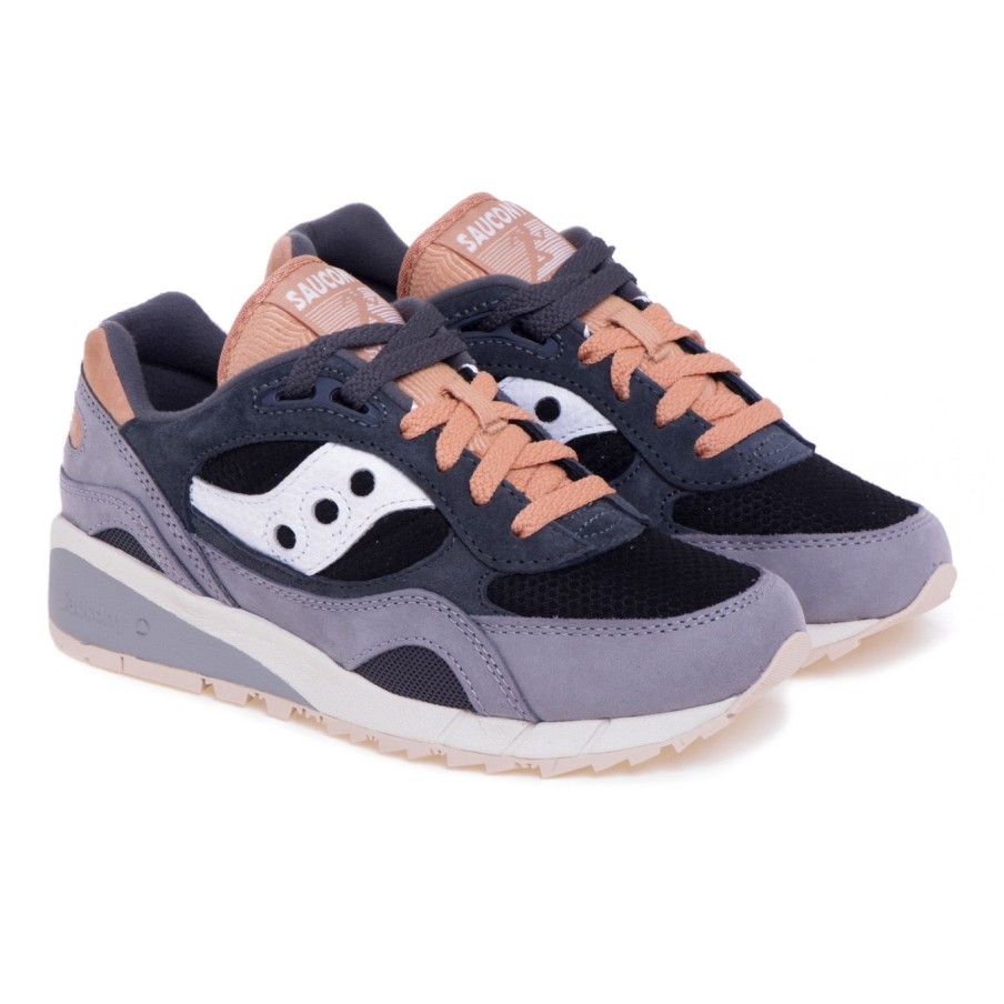 Donna Saucony Sneakers | Sneaker Saucony Shadow 6000 In Nabuck E Tessuto Grigio - Nero