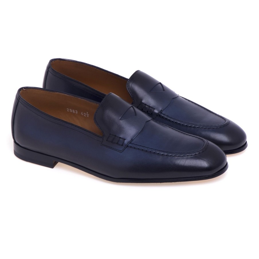 Uomo Doucal's Mocassini | Mocassino Doucal'S In Pelle Deco Blu