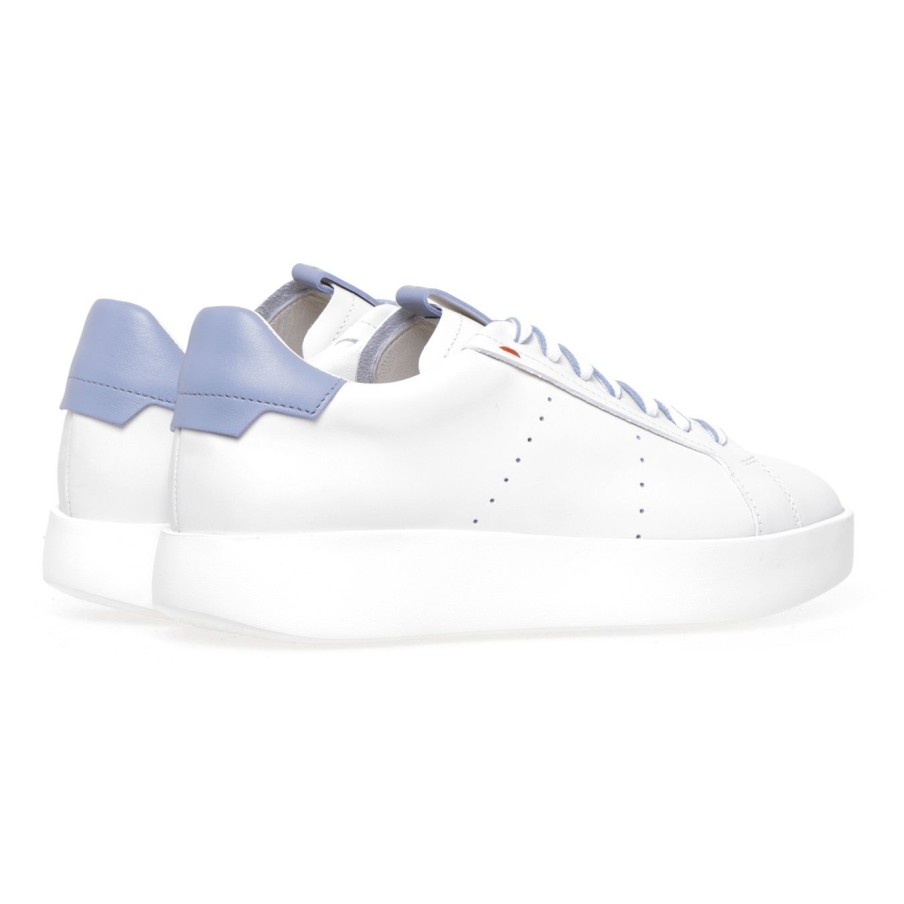 Donna Santoni Sneakers | Sneaker Santoni "Wide" In Pelle Bianco - Carta Zucch.