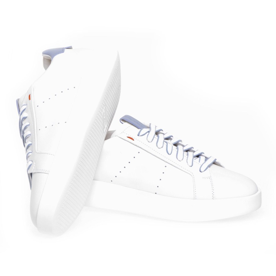 Donna Santoni Sneakers | Sneaker Santoni "Wide" In Pelle Bianco - Carta Zucch.