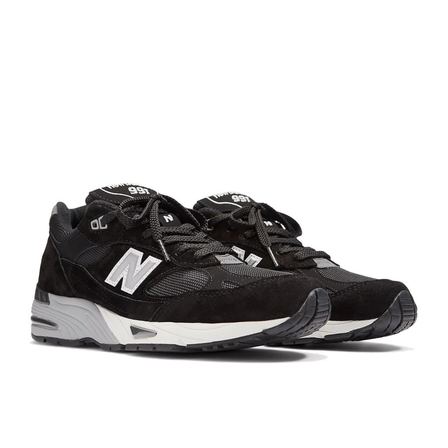 Uomo New Balance Sneakers | New Balance 991 Suede And Fabric Trainer Nero