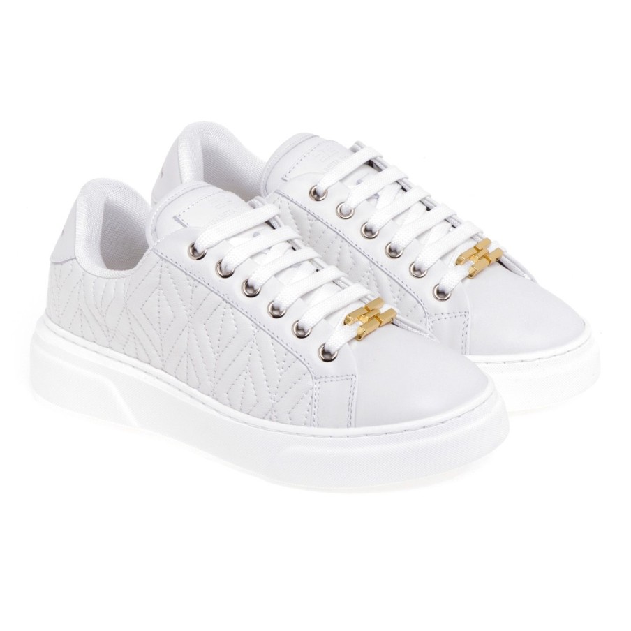 Donna Elisabetta Franchi Sneakers | Sneaker Elisabetta Franchi In Nappa Matelasseavorio Avorio