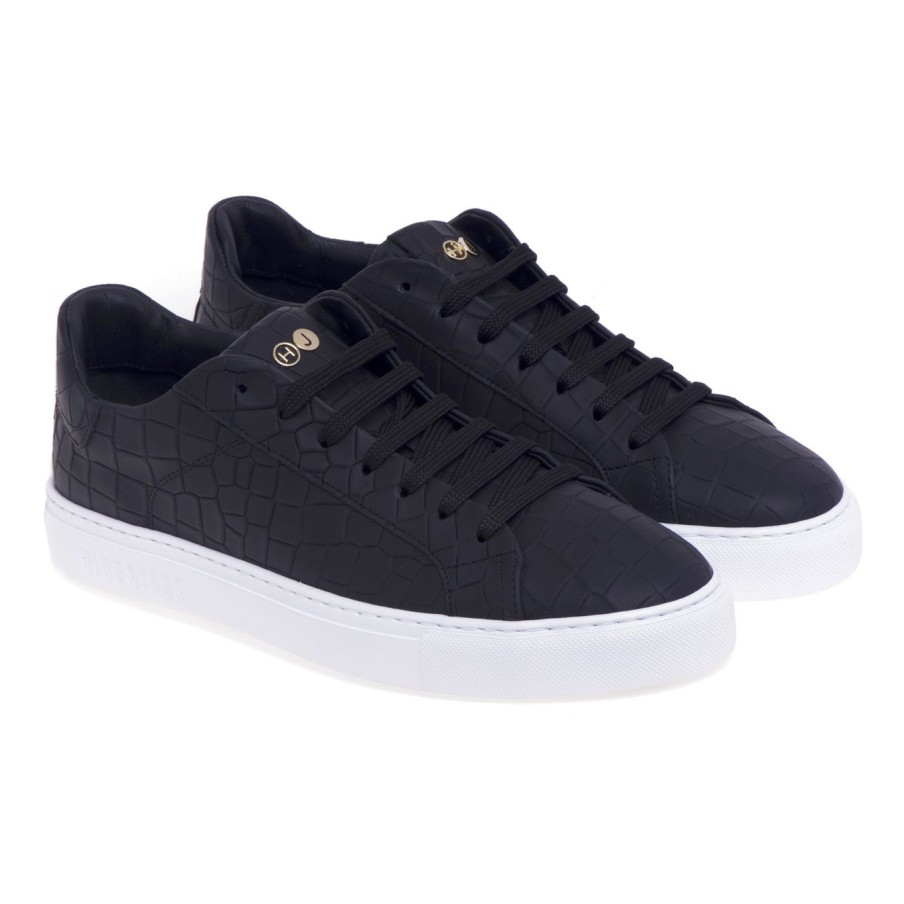 Uomo Hide & Jack Sneakers | Sneaker Hide & Jack In Pelle Con Stampa Cocco Nero