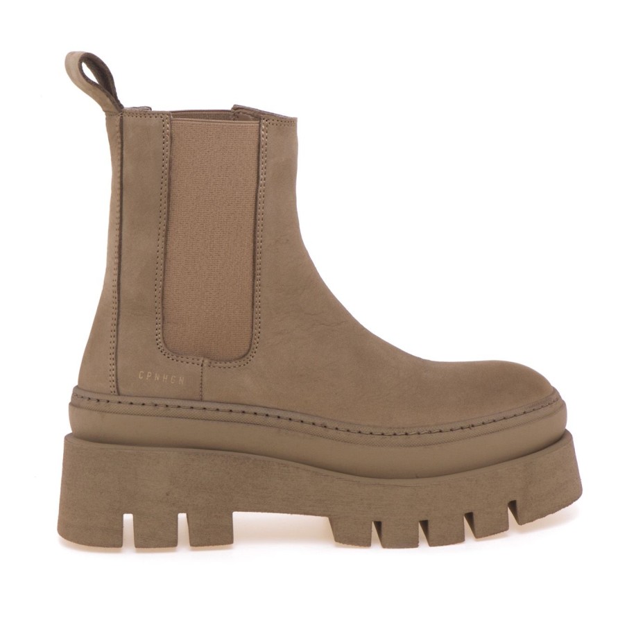 Donna Copenhagen Tronchetti | Chelsea Boot Copenhagen In Pelle Con Maxi Platformtaupe