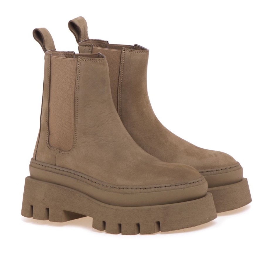 Donna Copenhagen Tronchetti | Chelsea Boot Copenhagen In Pelle Con Maxi Platformtaupe