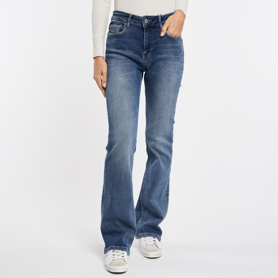 Donna Dixie Pantaloni | Jeans A Zampa Dixie In Denim Denim