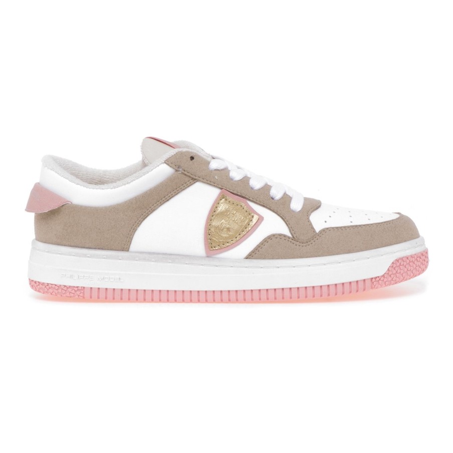 Donna Philippe Model Sneakers | Sneaker Philippe Model Lyon In Tessuto Vegan Bianco - Beige