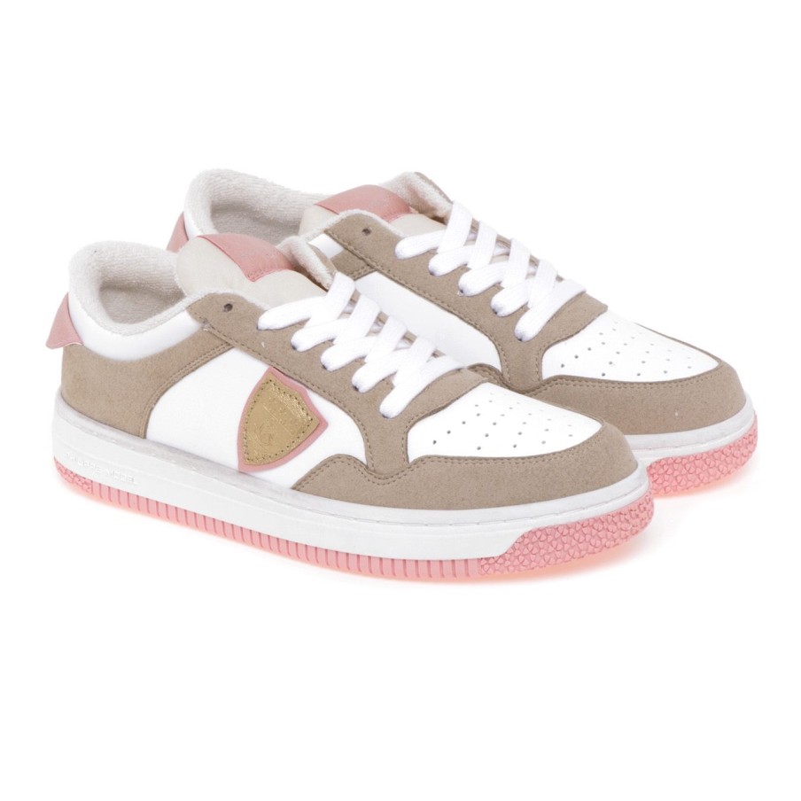 Donna Philippe Model Sneakers | Sneaker Philippe Model Lyon In Tessuto Vegan Bianco - Beige