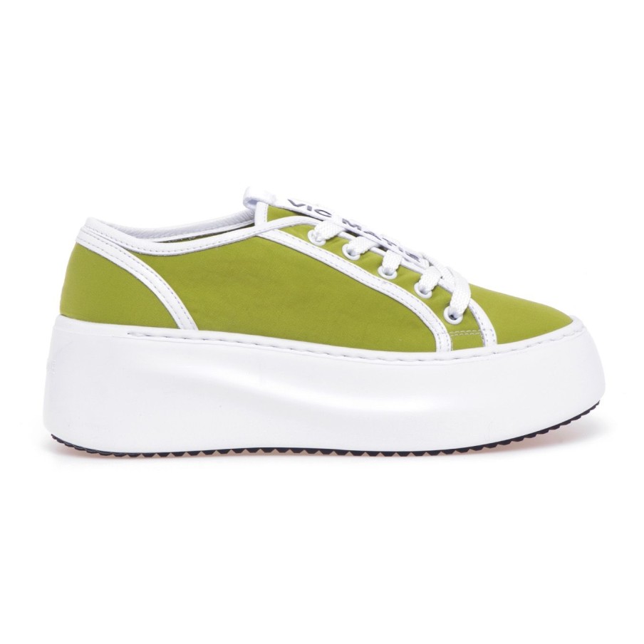 Donna Vic Matie' Sneakers | Sneaker Vic Matie In Raso E Pelle Verde Acido