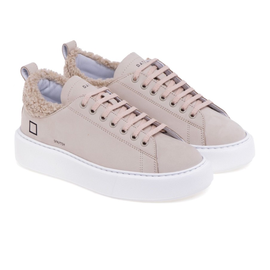 Donna D.a.t.e. Sneakers | Sneaker D.A.T.E. Sfera Teddy In Nabuck Beige