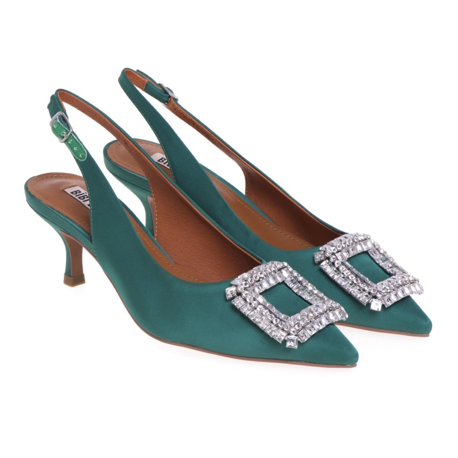 Donna Bibi Lou Decollete' | Decollete Bibi Lou In Raso Con Accessorio Strassverde