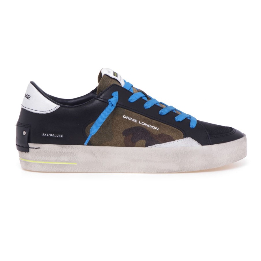 Uomo Crime London Sneakers | Sneaker Crime London "Skate Deluxe" In Pelle E Camoscio