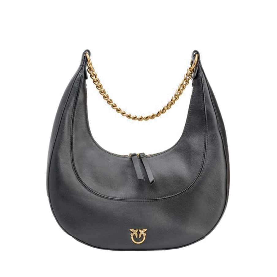 Donna Pinko Borse | Borsa Pinko Brioche Bag Hobo In Pelleblack