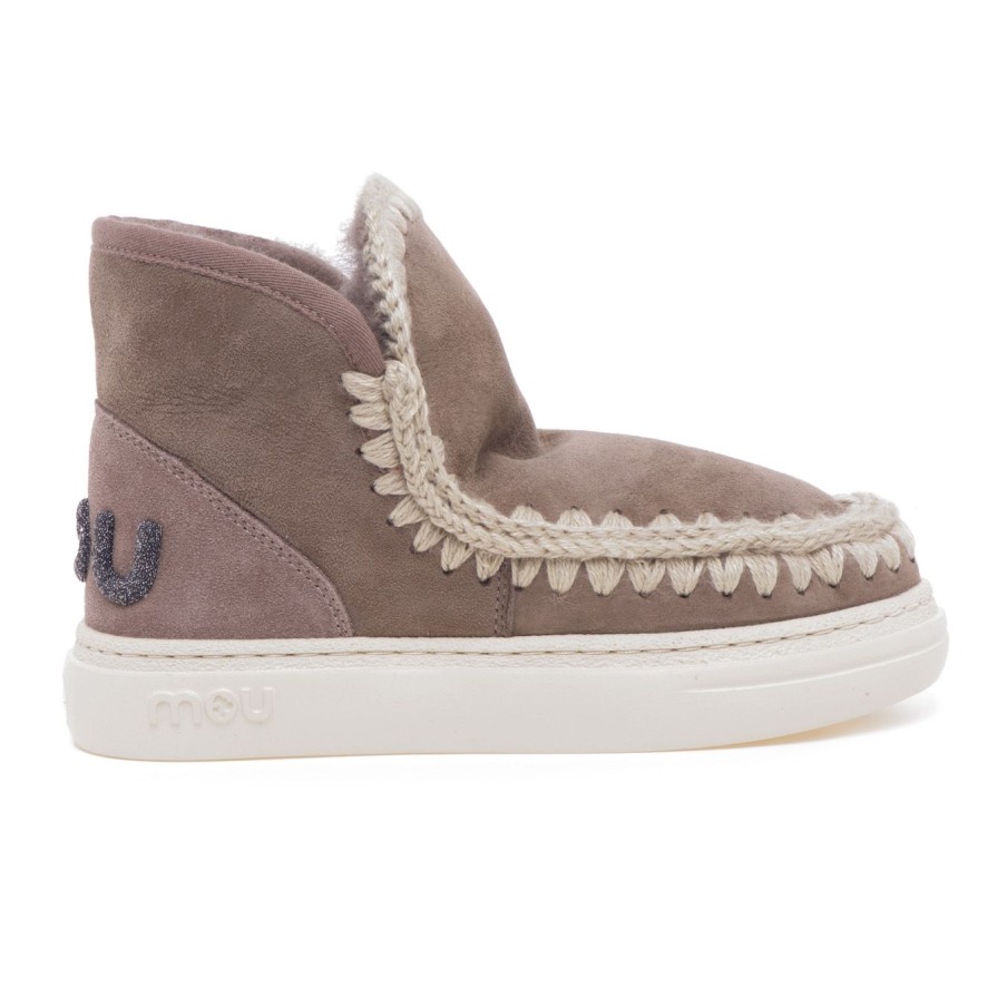 Donna Mou Tronchetti | Stivaletto Mou Eskimo Sneaker Bold Con Logo Glitterelephant Grey