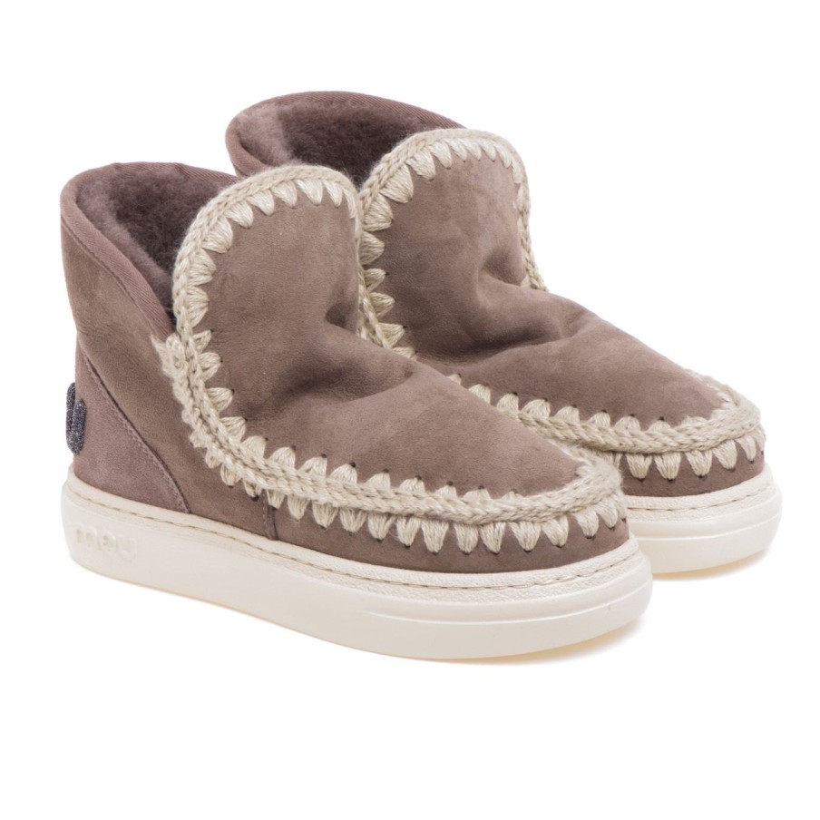 Donna Mou Tronchetti | Stivaletto Mou Eskimo Sneaker Bold Con Logo Glitterelephant Grey