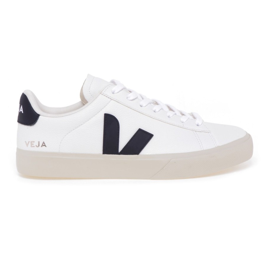 Uomo Veja Sneakers | Sneaker Veja Campo In Pelle Bianco - Nero