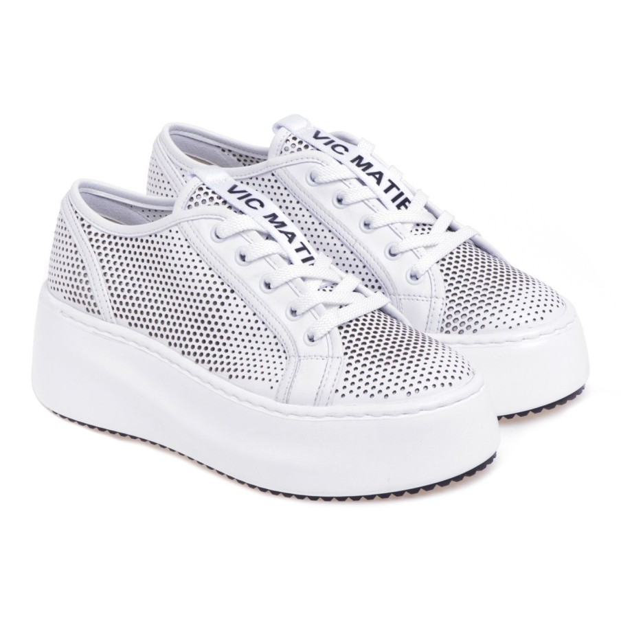 Donna Vic Matie' Sneakers | Sneaker Vic Matie In Pelle Laseratabianco