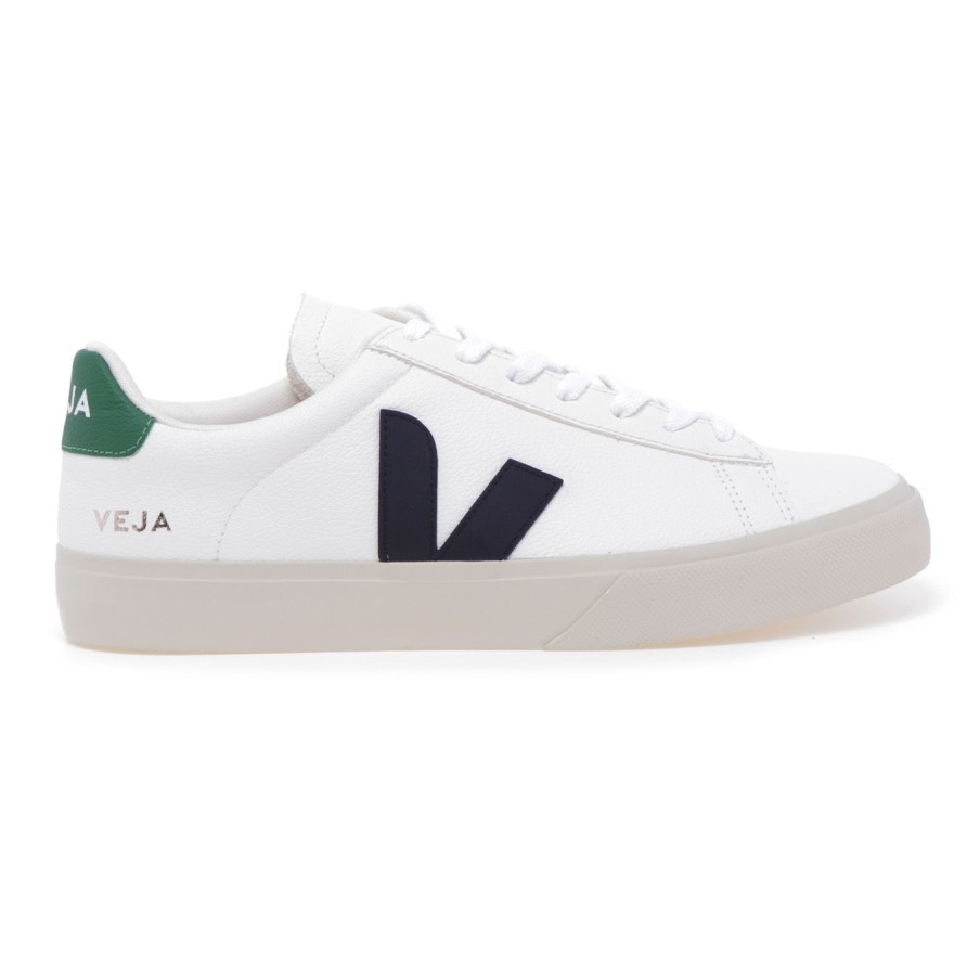 Uomo Veja Sneakers | Sneaker Veja Campo In Pelle Bianco - Nero - Verde