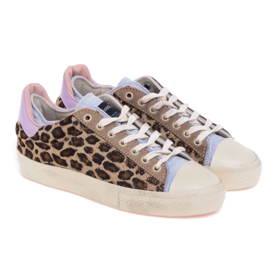 Donna Hidnander Sneakers | Sneaker Hidnander "Starless Low" In Cavallino Maculato E Canvas Leopardato