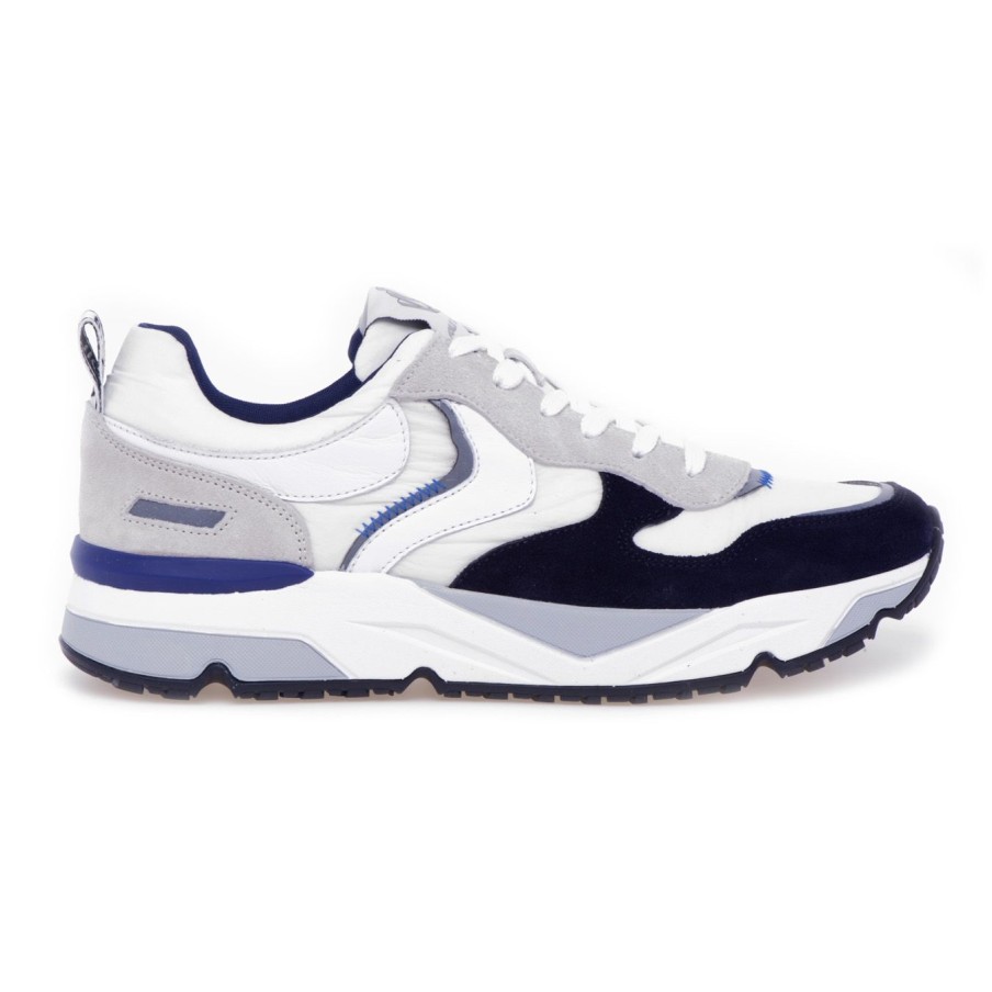 Uomo Voile Blanche Sneakers | Sneaker Voile Blanche Jhimmy In Camoscio E Nylonbianco-Blu